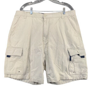Coliseum Mens Cargo Shorts Cream Size 38 Pockets Cotton Belt Loops